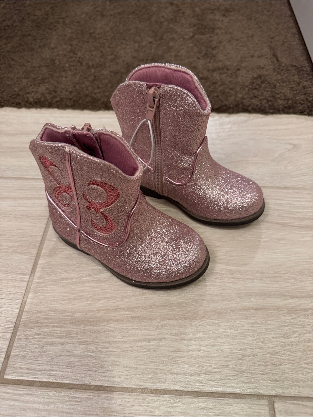 Kids Glitter Pink Mid-Calf Boots - Stylish Sparkle